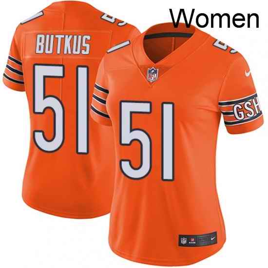 Womens Nike Chicago Bears 51 Dick Butkus Limited Orange Rush Vapor Untouchable NFL Jersey